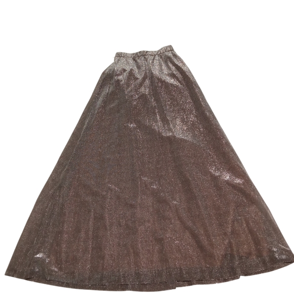 Metallic Shimmer 2 Piece Set Cowl Neck Blouse & Flowy Maxi Skirt Mob Wife - Picture 7 of 9